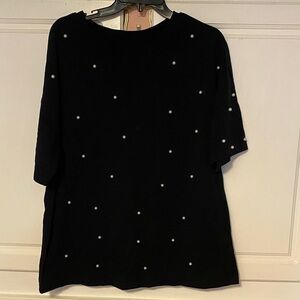 Black Pearl-Embellished Women's Top